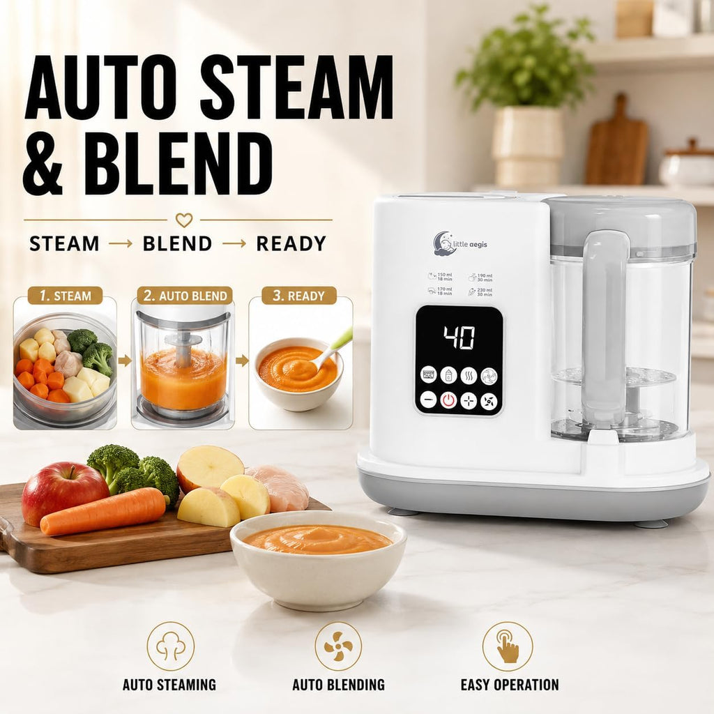 Electric Baby Food Processor, Baby Food Maker with Steamer and Blender, Baby Food Processor made Purees, Vegetables