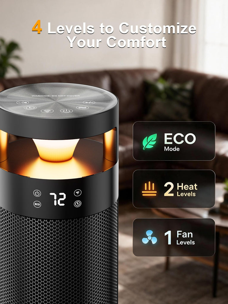 34'' Space Heaters for Indoor Use, 1500W Electric Heaters, 24H Timer