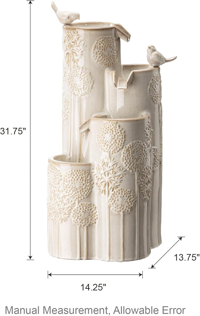 31.75" H Outdoor Water Fountain with LED Lights and Pump