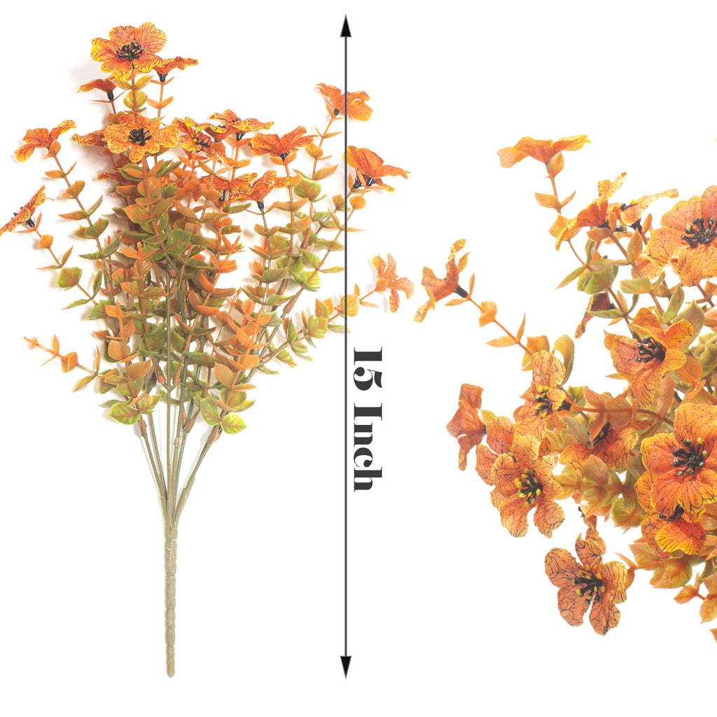 10 Bundles Artificial Fall Flowers Outdoor UV Resistant Fake Flowers
