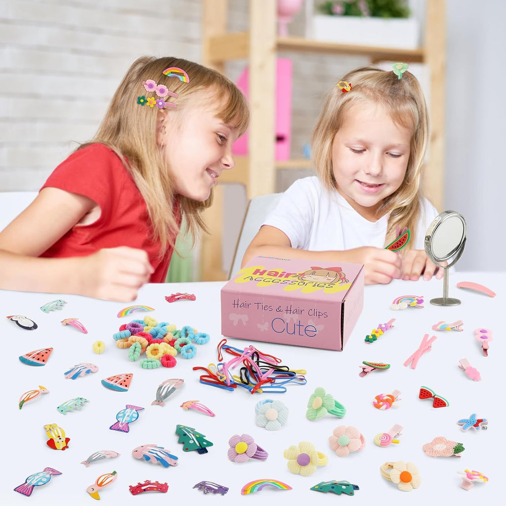 Toddler Girls Hair Accessories Kit, Little Girl Hair Clips Set Hair Stuff Kids Hair Ties Accessory Kits Variety Pack
