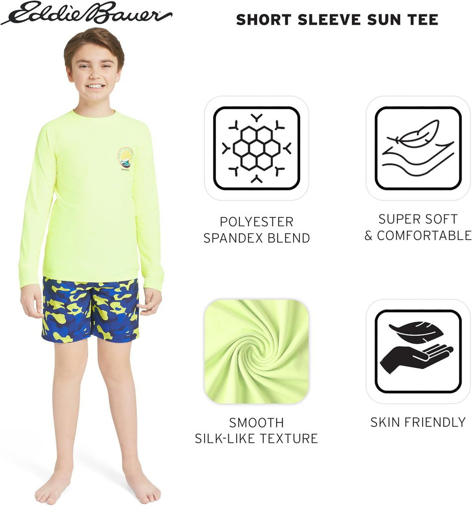 Boys' Swim UPF 50+ Long Sleeve Sun Tee Rash Guard Shirt