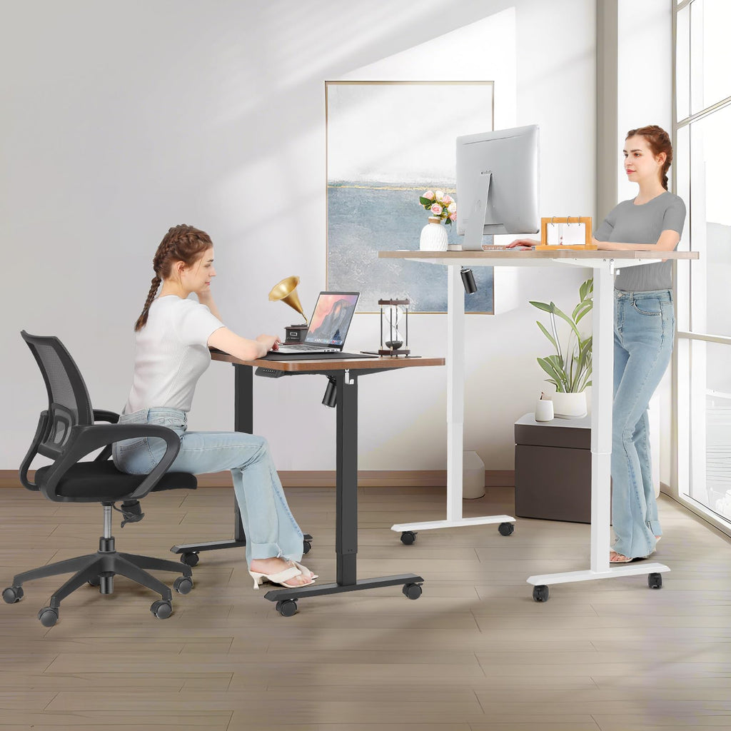 Electric Standing Desk Adjustable Height, 71 x 28in Sit Stand up Desk with Outlets, Mouse Pad, Wheels, 3 USB Ports & 3