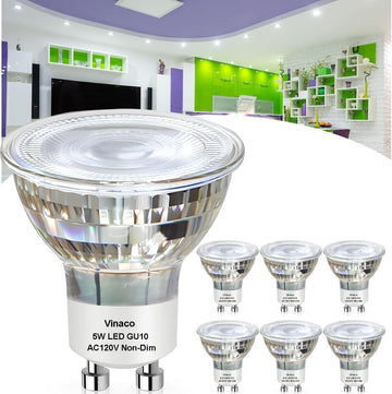 GU10 LED Bulb 5W 120V 38°Beam 5000K Non-dimmable for Track Lighting