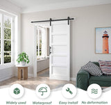 30x84 inch White Barn Door with 5.5FT Sliding Door Hardware Kit Included & Handle,Solid,MDF, PVC Sur
