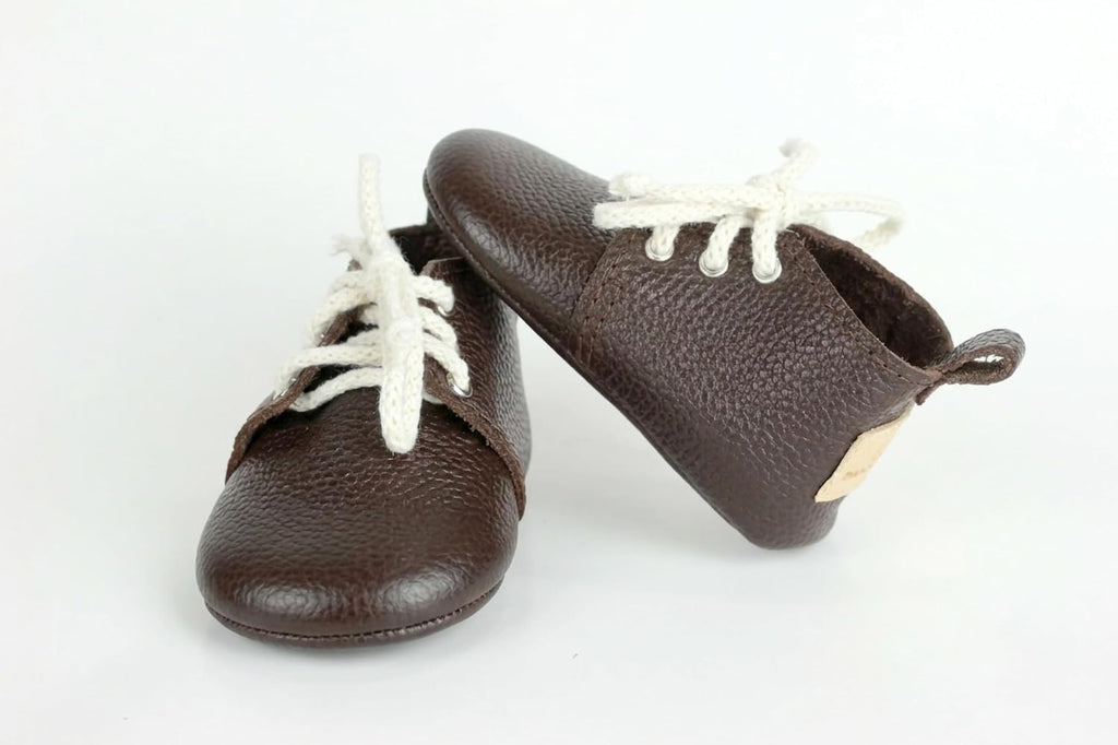 Dark Brown Leather Baby Booties Moccasins Shoes