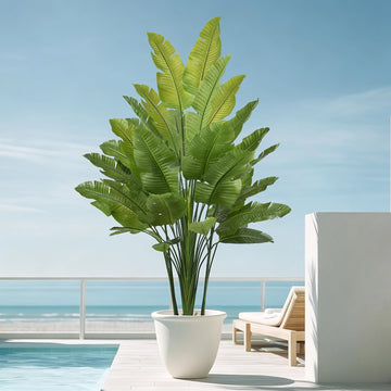 Bird of Paradise Plant Artificial 7.5FT - Tall Faux Plants Indoor with 34 Lifelike Leaves & Trunks, 96" Large Fake