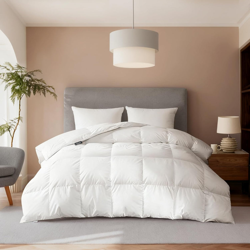 Luxurious Feather and Down Comforter Duvet Insert Twin, 100% Cotton Cover, Hotel Collection Quilts, 