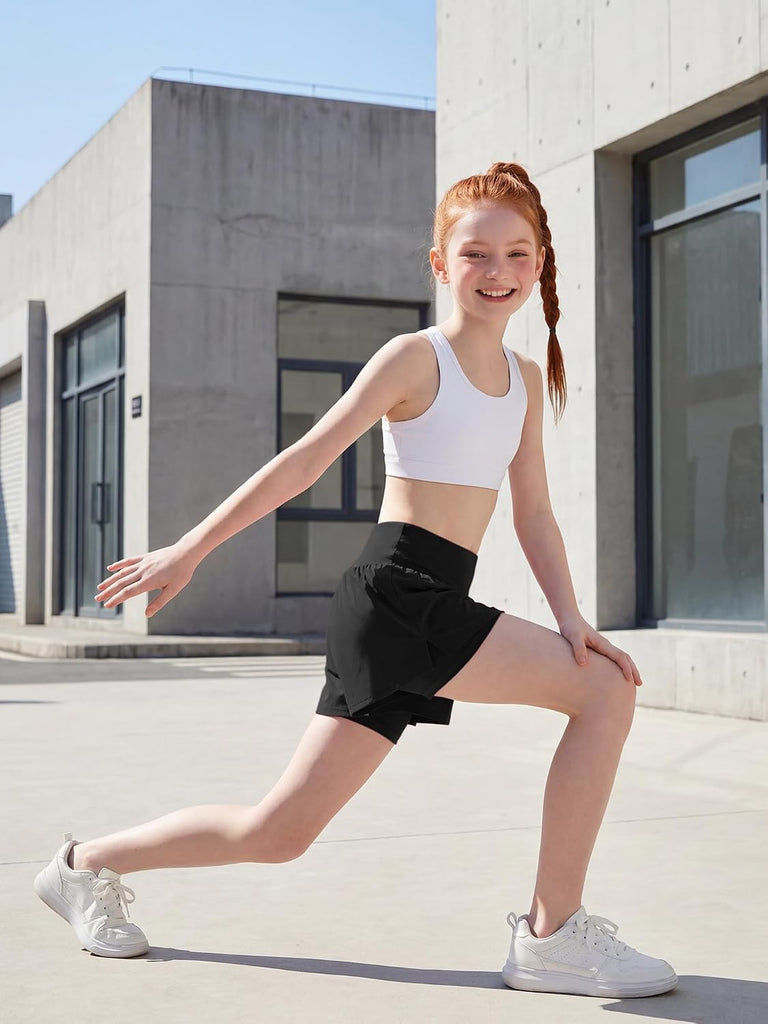 Girls Athletic Shorts Flowy Running Butterfly Short with Pockets