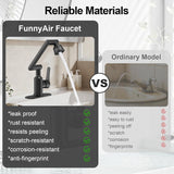 Bathroom Sink Faucet, FunnyAir Stainless Steel 1080° Rotatable Faucet for Sink 1 Hole or 3 Holes