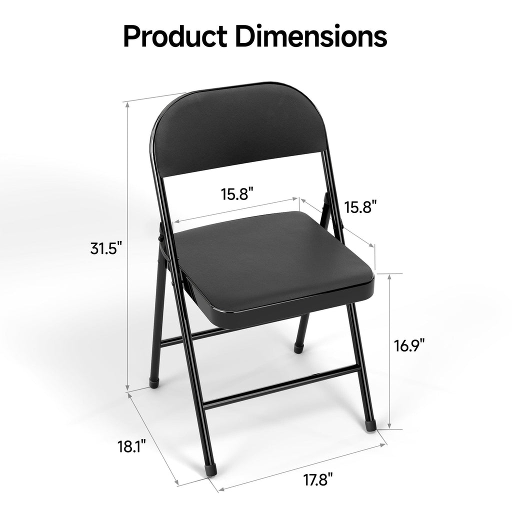 8 Pack Leather Padded Folding Chair, Metal Frame with Pu Leather Seat & Back, 650 LB Capacity Pu Leather Folding