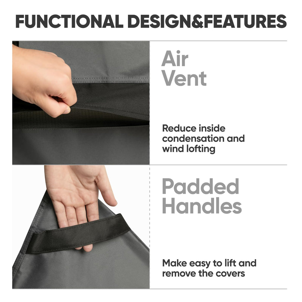 Waterproof Outdoor Furniture Chair Covers 600D Heavy Duty Fit as Lawn Lounge Deep Seat(2 Pack, Grey, Median)