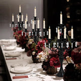 5 Arm Black Candelabra Centerpiece for Table, 20.3” Tall Metal Candlestick Candle Holder for Taper Candles, Gothic