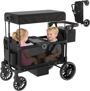 Stroller Wagon for 2 Kids with Side Entry & Point Safety