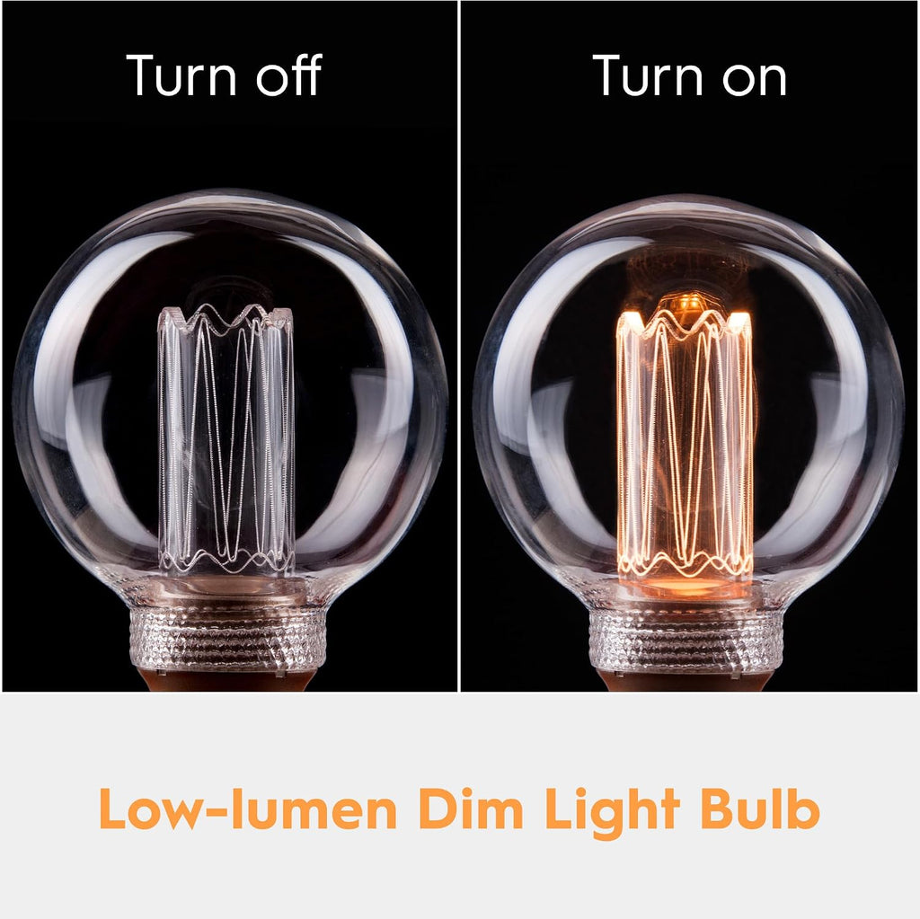 Edison Light Bulb Dimmable E26 LED Vintage Round Low Lumen Amber G80