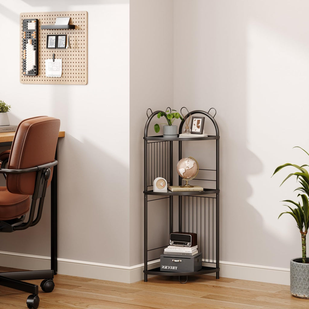 Corner Bathroom Shelf Metal Short Corner Stand Shelf Black Small Bathroom Storage Corner Shelf Unit for Toilet Shower