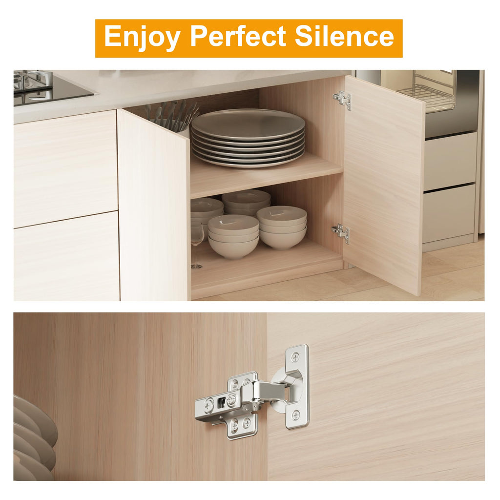 4Pcs Frameless Soft Close Half Overlay Cabinet Hinges