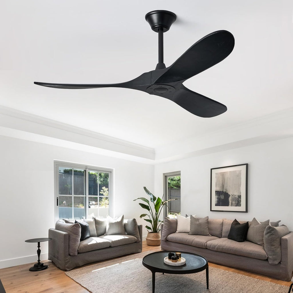Inspired Maverick Style 52" Ceiling Fan without Lights, Remote and App Control, 3 Solid Wood Fan Blades, 6 Fan Speeds