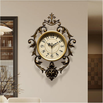Vintage Wall Clock, Antique Decor, Battery Operated,Non Ticking European Style Metal Wall Clock
