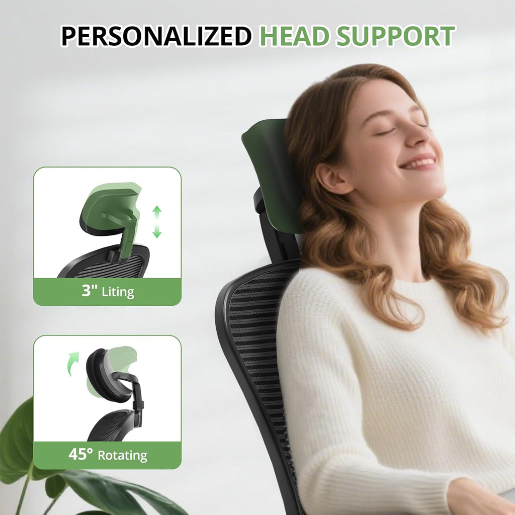 Ergonomic Desk Chair, 330LBS Capacity, High Back Computer Chair for Long Hours Comfortable, Rolling Swivel Executive