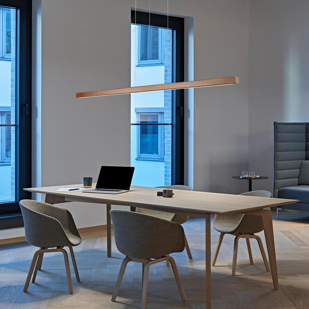 39 Inch Wood Linear Pendant Light Dimmable LED Kitchen Island Lighting with Remote Adjustable Hanging Chandelier Bar
