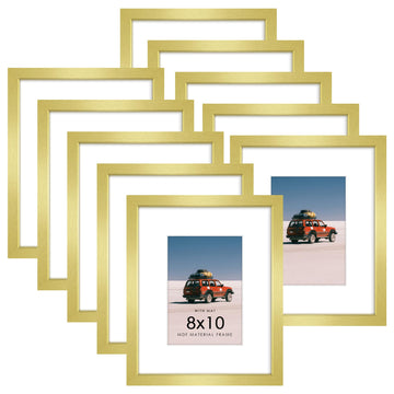 8x10 Picture Frame Sef of 10, Display Pictures 5x7 with Mat or 8 x 10 Without Mat, Photo Frame Collage for Wall