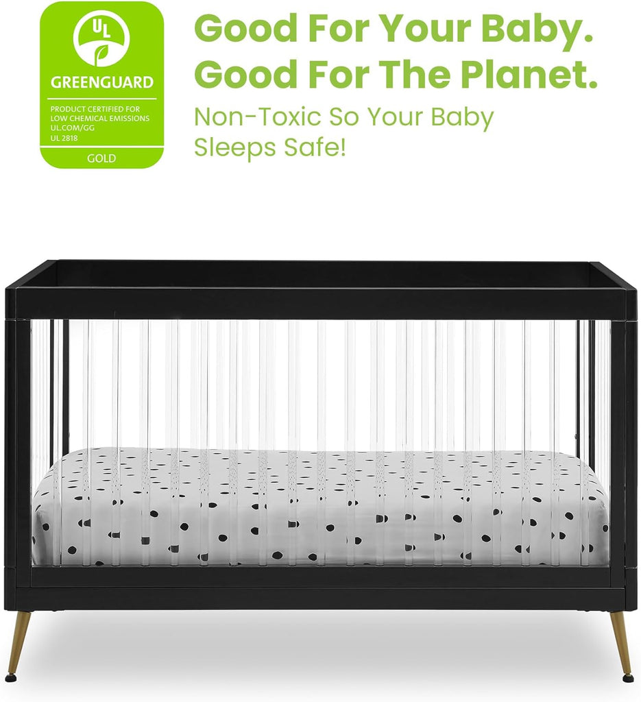 Sloane 4-in-1 Acrylic Convertible Crib - Greenguard Gold Certified, Black/Bronze