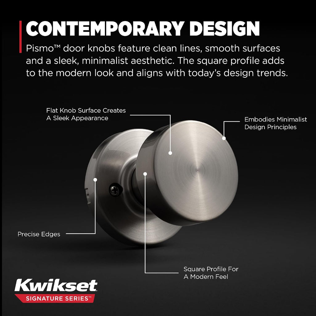 Pismo Dummy Door Knob, Single Sided Handle for Closets, French Double Doors, and Pantry, Satin Nickel Non-Turning