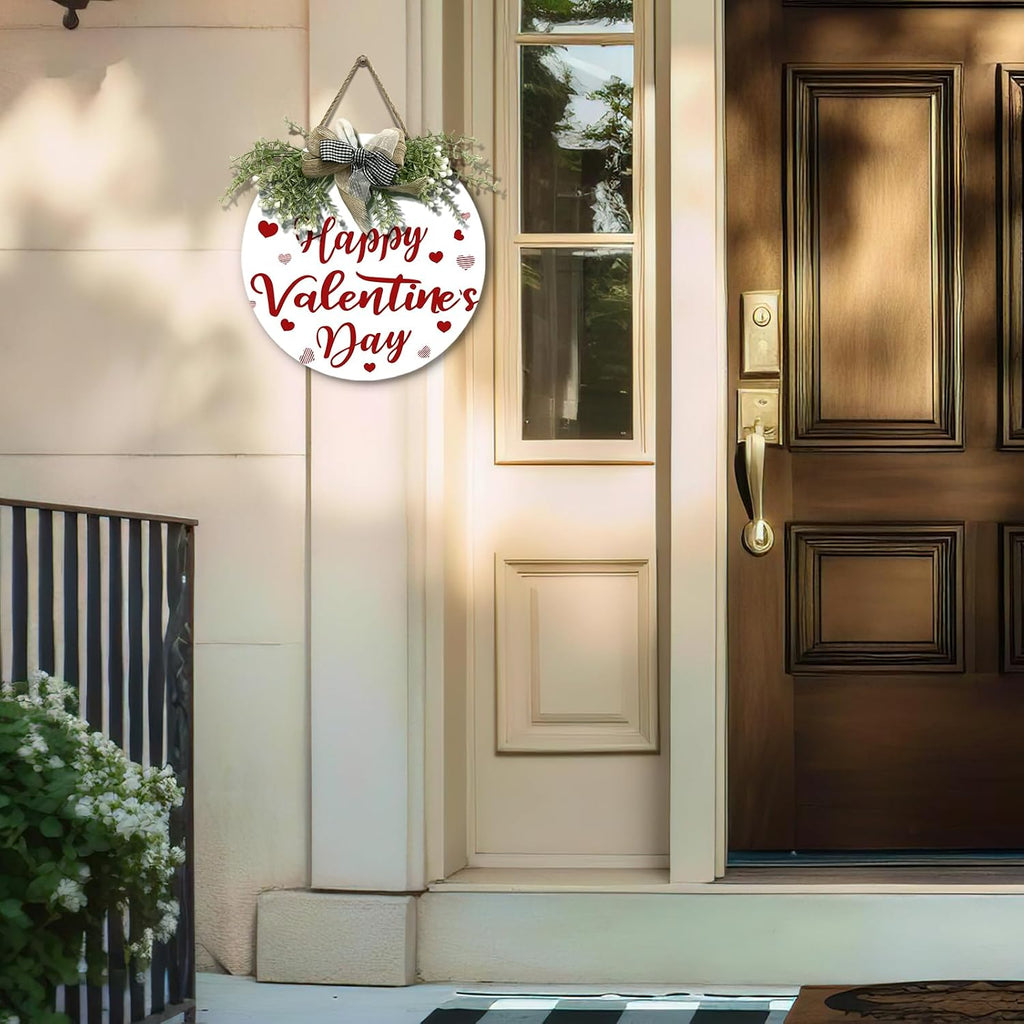 Valentine's Day Door Wreath for Front Door Valentines Holiday Door Sign Heart Love Porch Hanging Decoration