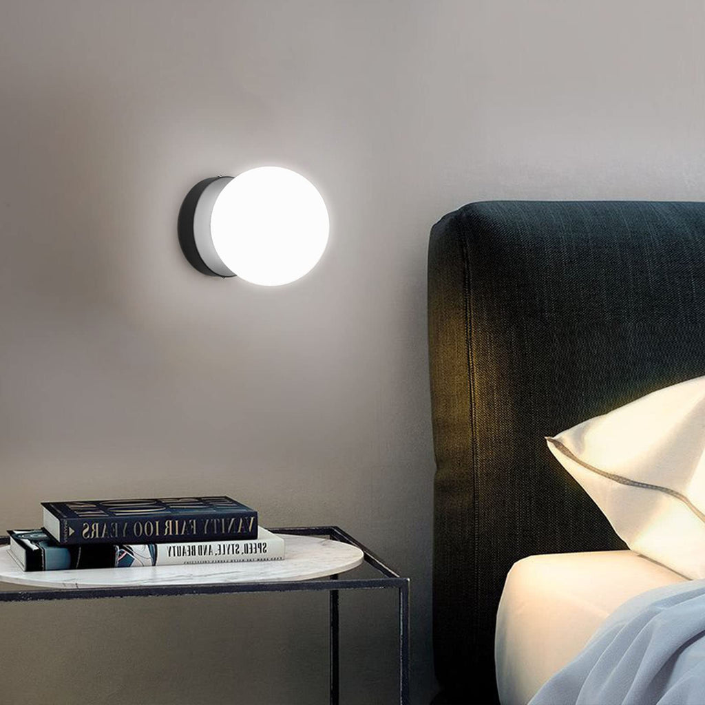 Wall Sconces Set of Two, Matte Black Globe Wall Light Fixture,2 Packs