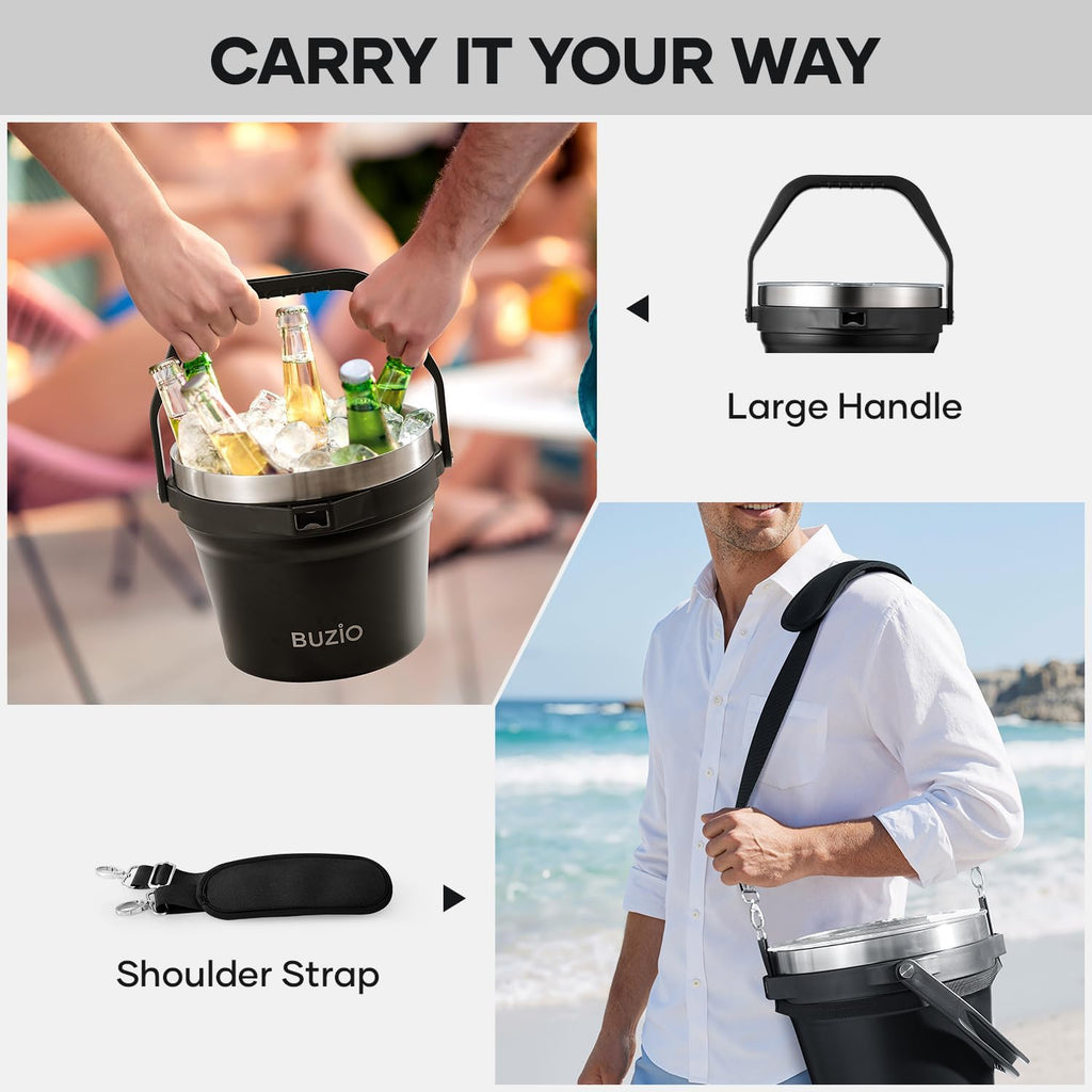 7.4 Qt/7 L Large Insulated Ice Bucket with Lid and Scoop & Tongs