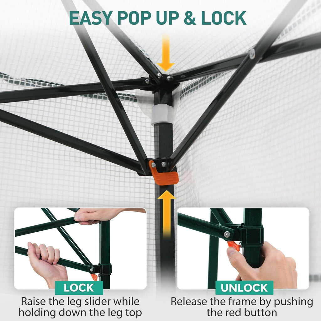 6x4 Easy Setup Small Pop Up Greenhouse, Clear/White