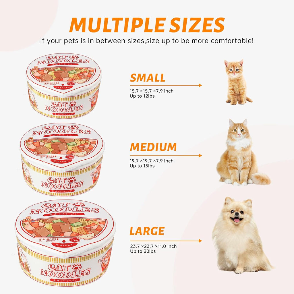 Ramen Noodle Dog & Cat Bed,Keep Warm and Super Soft Creative Pet Nest for Indoor Cats,Removable Washable Cushion for