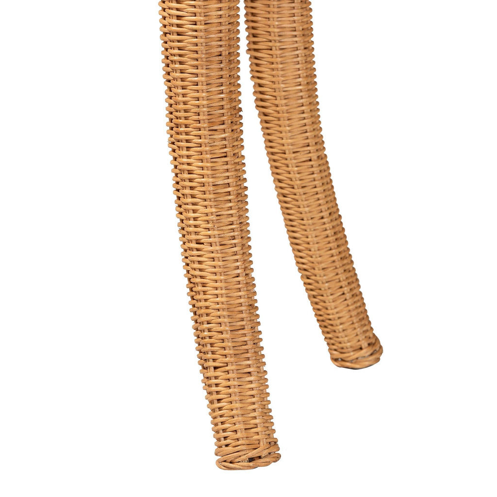 Deborah Natural Rattan Console Table - Handwoven Wicker Accent Table with Cabriole Legs, Scalloped Coastal Cottage