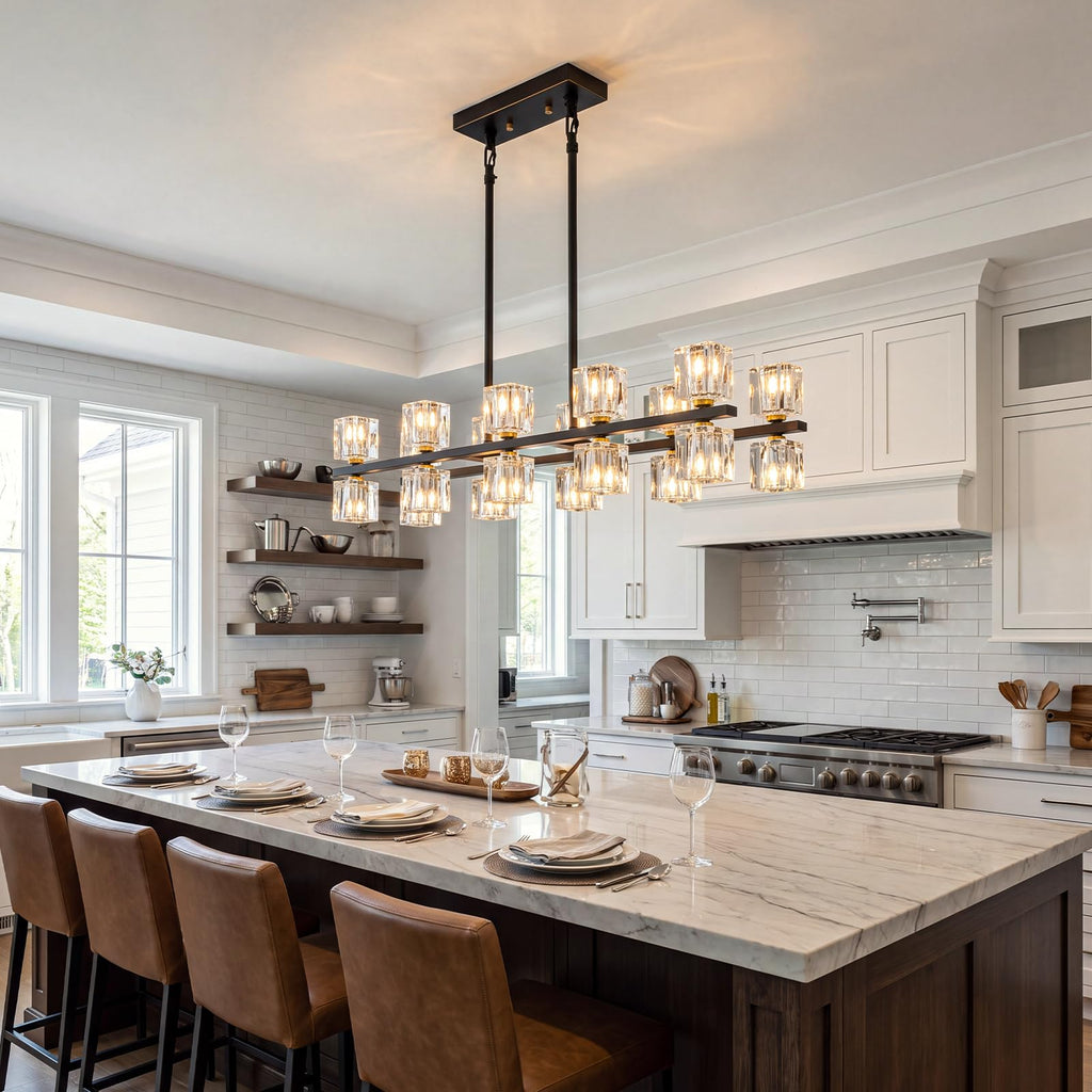 Linear Crystal Chandelier Kitchen Island 32inch