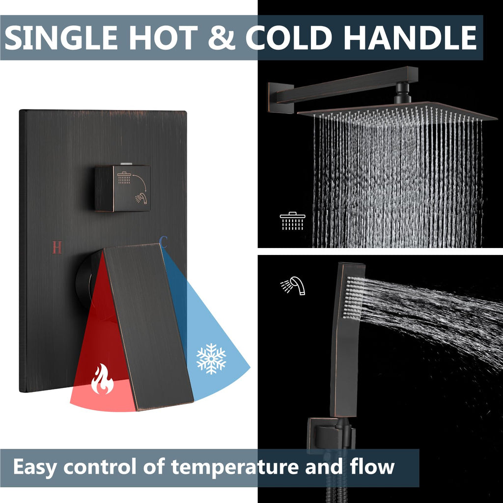 Shower Faucet Set with Handheld Oil Rubbed Bronze 16 Inch Head
