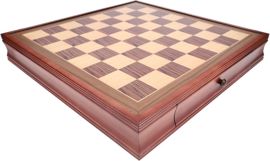 Deluxe Wooden Chess Board with Storage Drawers - Camphor Wood 19 in., Luxury Chess Set & Checkers for Adults