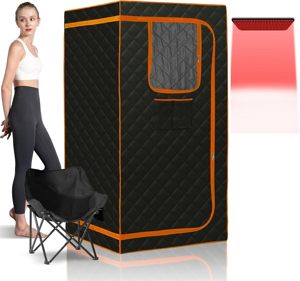 Smartmak Portable Infrared Sauna,1 Person Infrared Sauna Box with 660nm Red Light Therapy