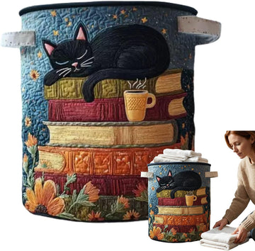 Custom Quilted Laundry Basket with Handles, Foldable Fabric Hamper for Clothes, Towels, Decorative Storage Basket