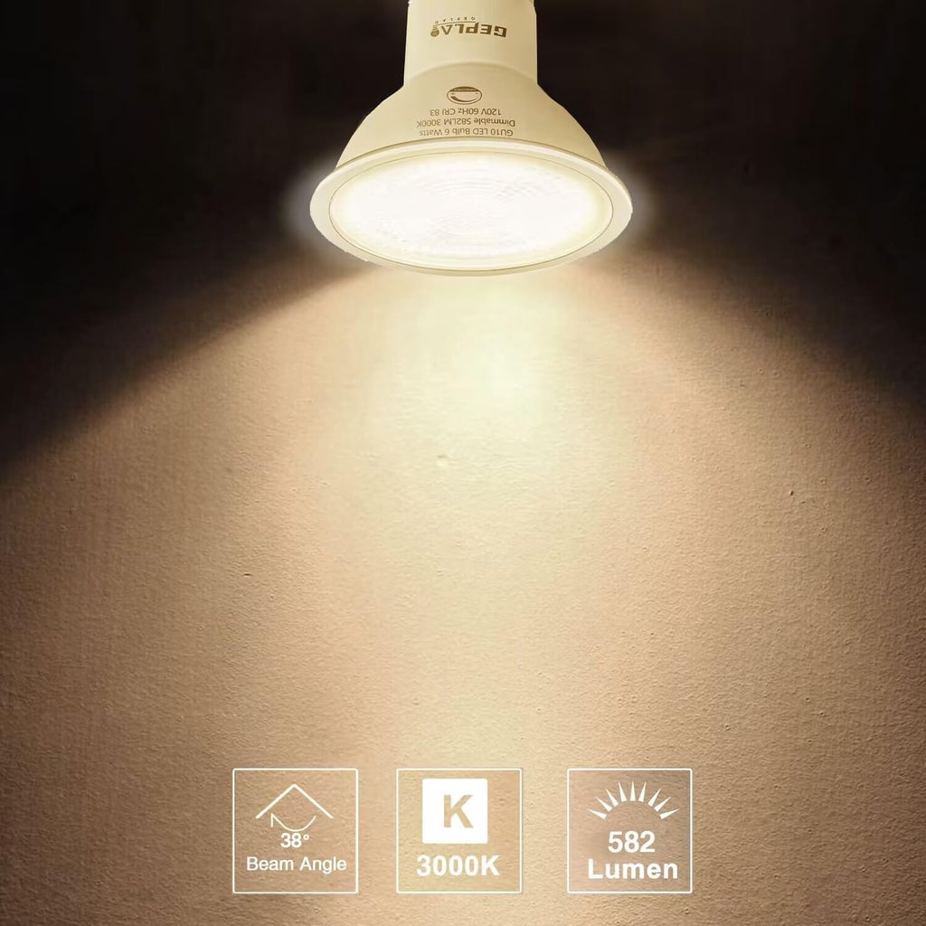 6 Pack GU10 LED Spotlight Bulbs,Dimmable, 5000K Daylight 582LM, 50W or 60W Halogen Equivalent,6W Recessed Light Bulbs
