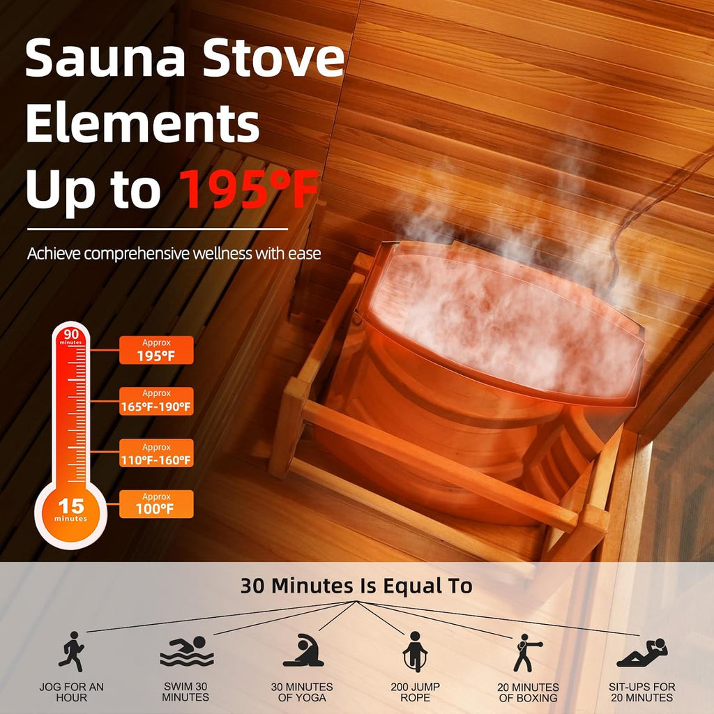 Outdoor Barrel Steam Sauna for 2-4 Person, Canadian Spruce Wooden Saunas Room , Traditional Backyard Sauna Spa with