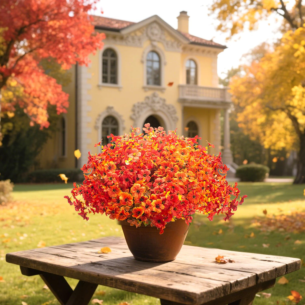 20 Bundles UV Resistant Artificial Fall Flowers Outdoor - Fake Autumn Plants for Thanksgiving Porch, Pumpkin Decor