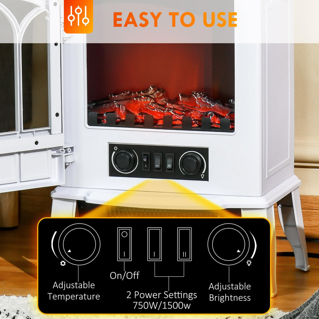 22" Electric Fireplace Stove Freestanding Fire Place Heater White