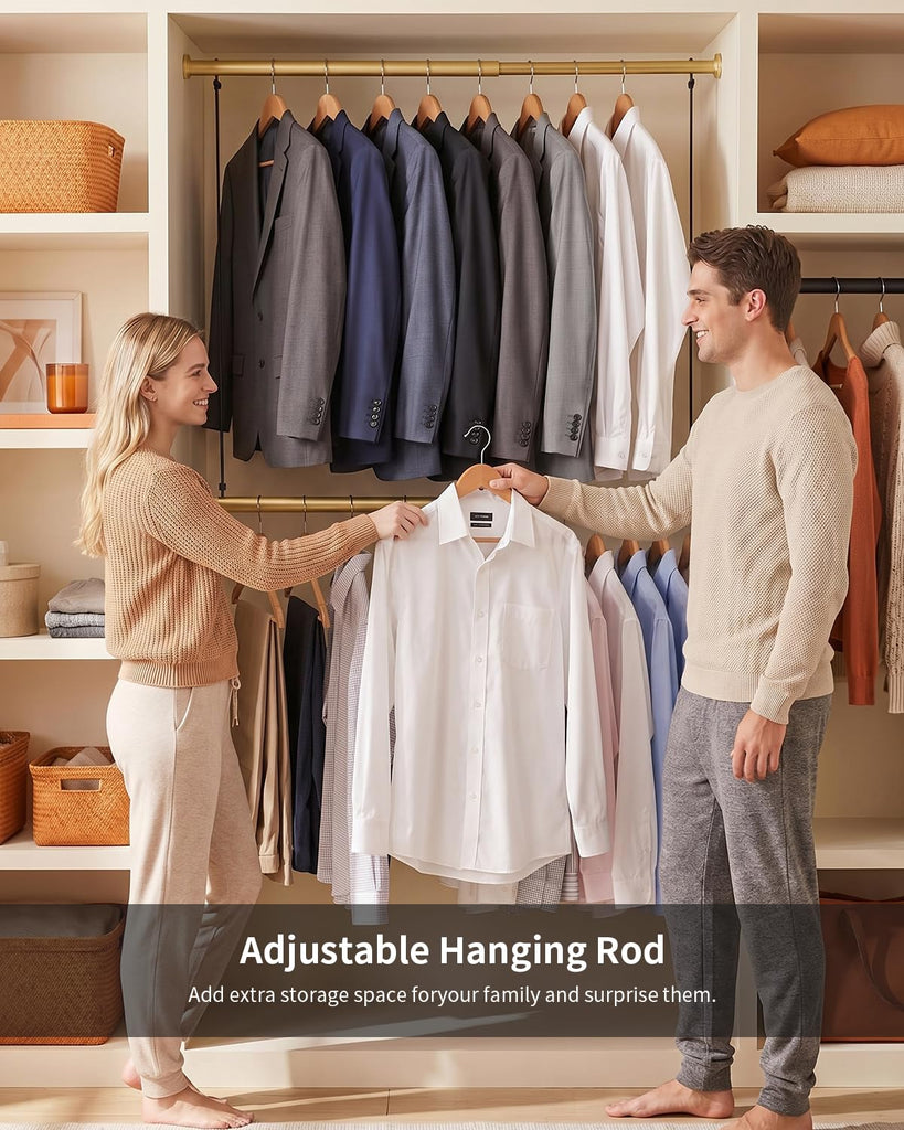 Adjustable Closet Hanging Rod 17-30" Gold Closet Rod Extender 2Pack