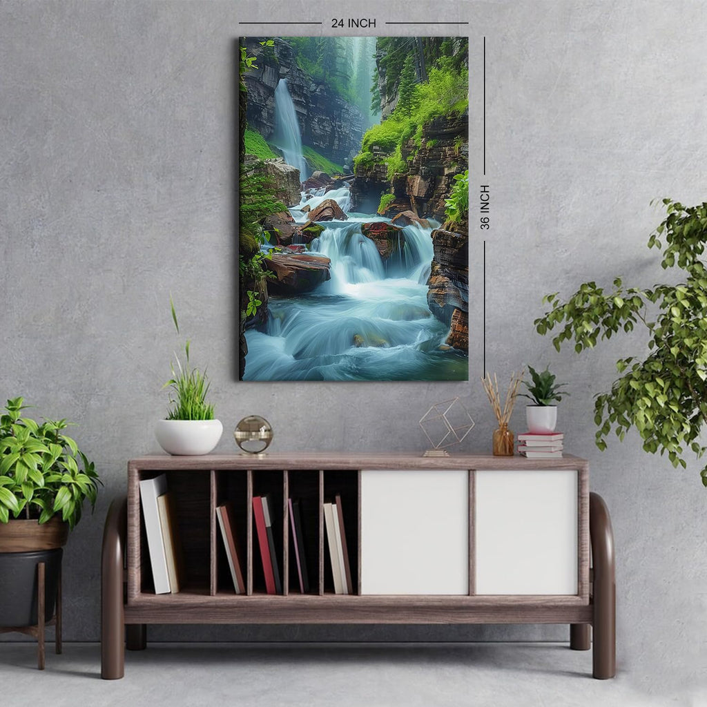 Zen Wall Art Nature Waterfall Wall Decor Office Decor National Park Canvas Picture Glacier Virginia Falls Landscape