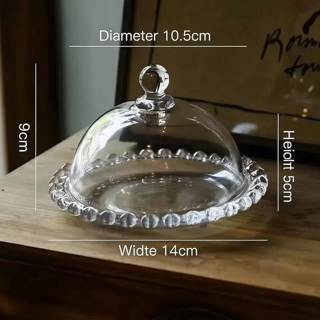 4 inch Glass Cake Stand with Dome,Small Cake Stand Dessert Serving Tray - Set of 2