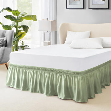 King Bed Skirt, Dust Ruffle for King Size Bed, Easy Fit with 15-Inch Tailored Drop, Elastic Wrap Around Bed Skirt