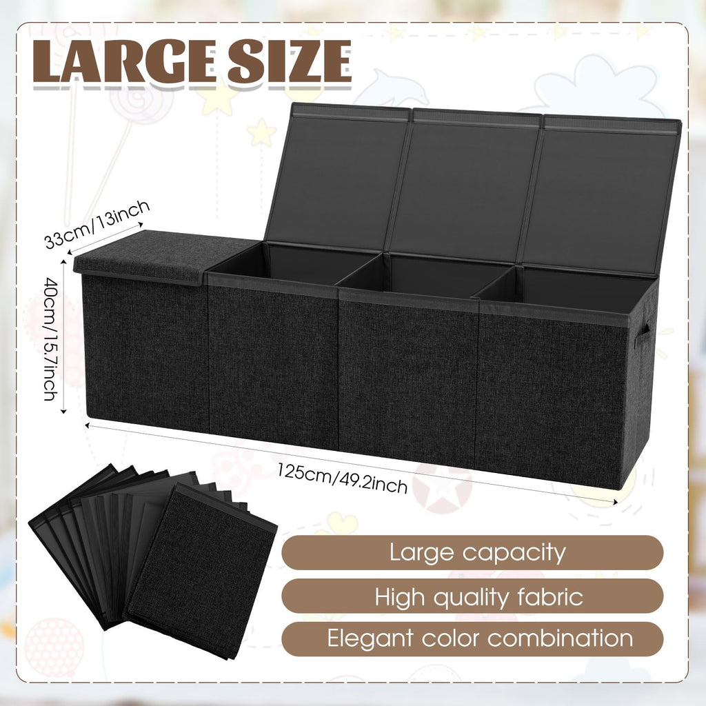 Extra Large Toy Chest with Lid, 49.2 x 13 x 15.7'', Black