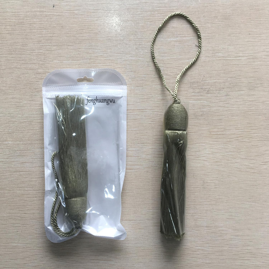 Key Tassel with Loop DIY Handmade Craft Accessories,Green - 2Pcs