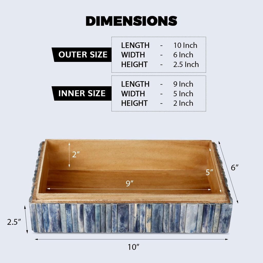 Decorative Storage Box 10x6 - Remote Organizer Box with Lid, Modern Decorative Keepsake Box, Boho Shelf Décor